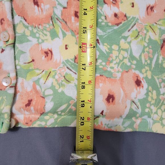 Eddie Bauer Floral Cardigan Mint Green Stretch Cotton Petite M - Picture 6 of 8